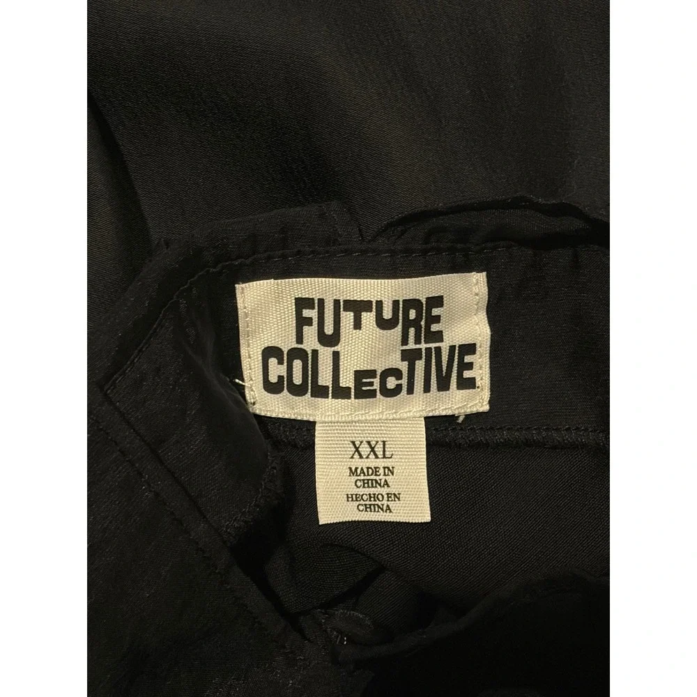 Future Collective Black Mesh Panel Satin Maxi Dress XXL V-Neck Sleeveless